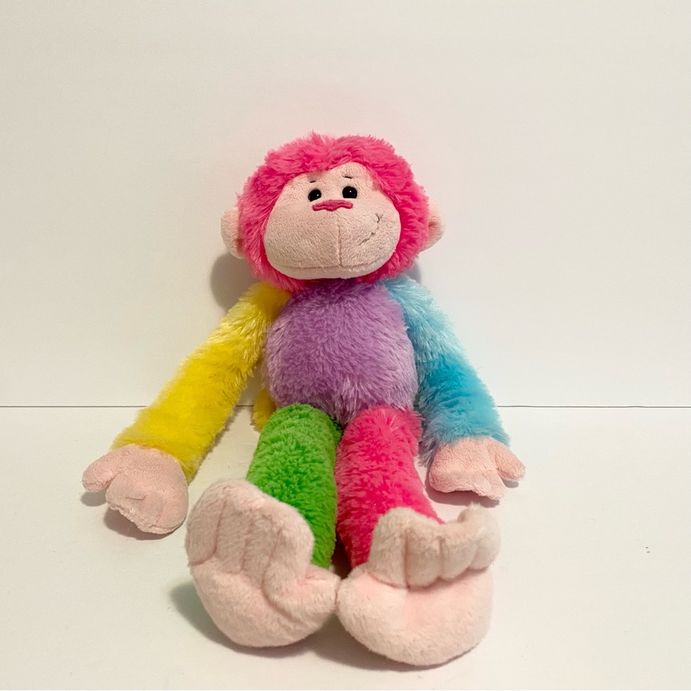 Ganz Spunky Monkey Rainbow Multicolor Plush Stuffed Animal Toy 16” Colour Block